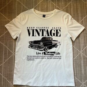SHEIN Cream Vintage Graphic Tee